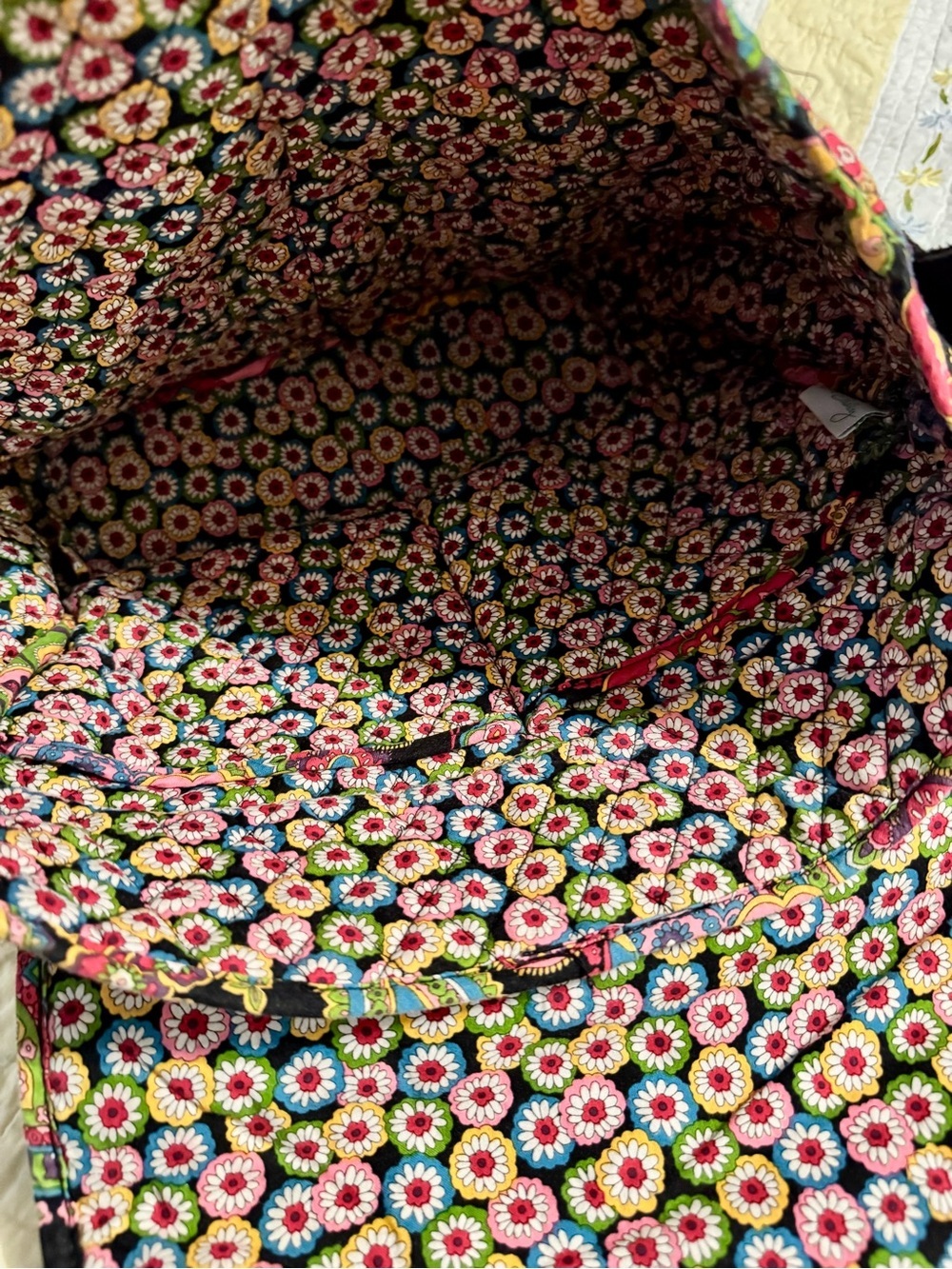Vera Bradley Black Quilted Crossbody with Bright Floral Paisley - Picture 4 of 6